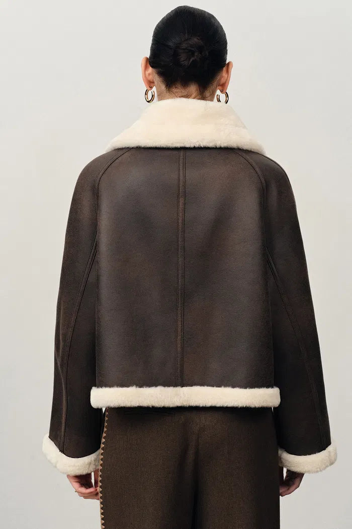 Quinn Short Jacket in Faux Shearling