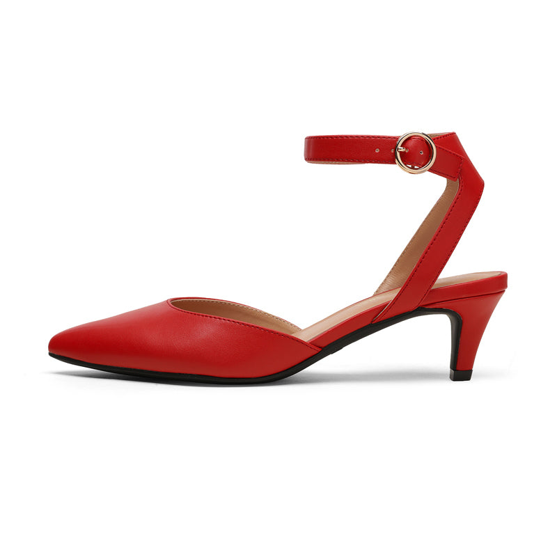 Ankle Strap Low Heel Pumps