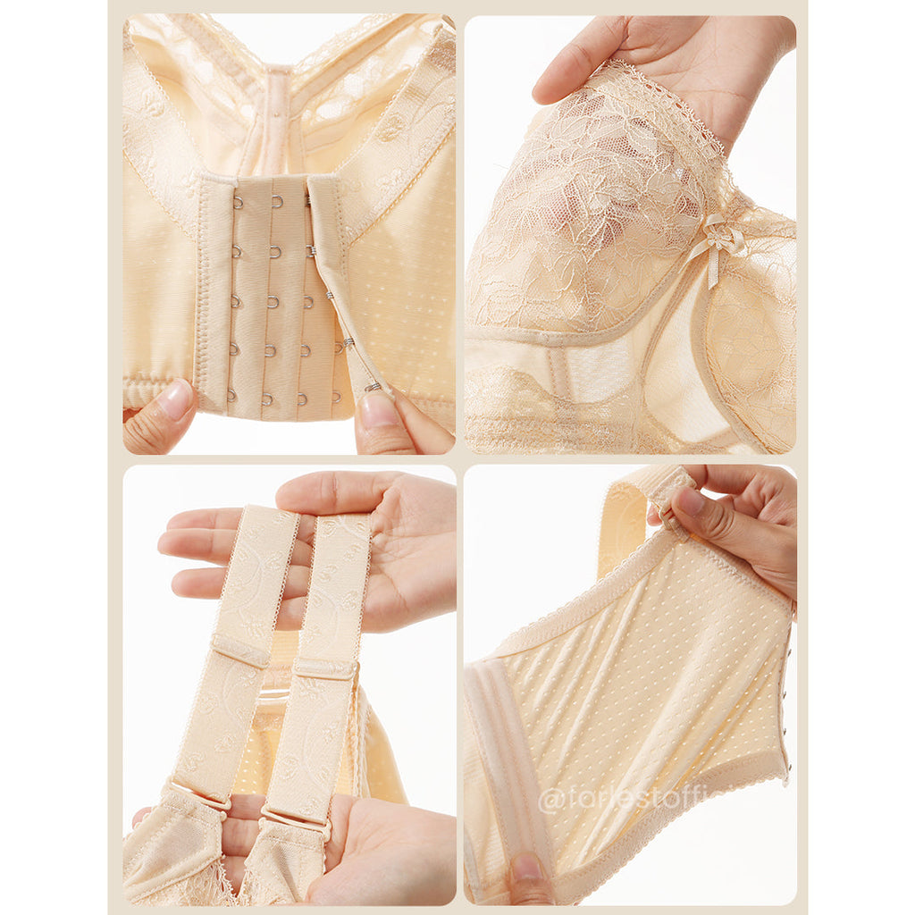 Allison Lacy Bra With Boobs Separation Gore Design & 100% Cotton Lining Up to Band 38"