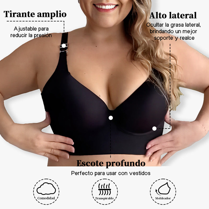SheCurve® Smoothing Back Push-Up Enhancing Bra - Black (2 PACK）