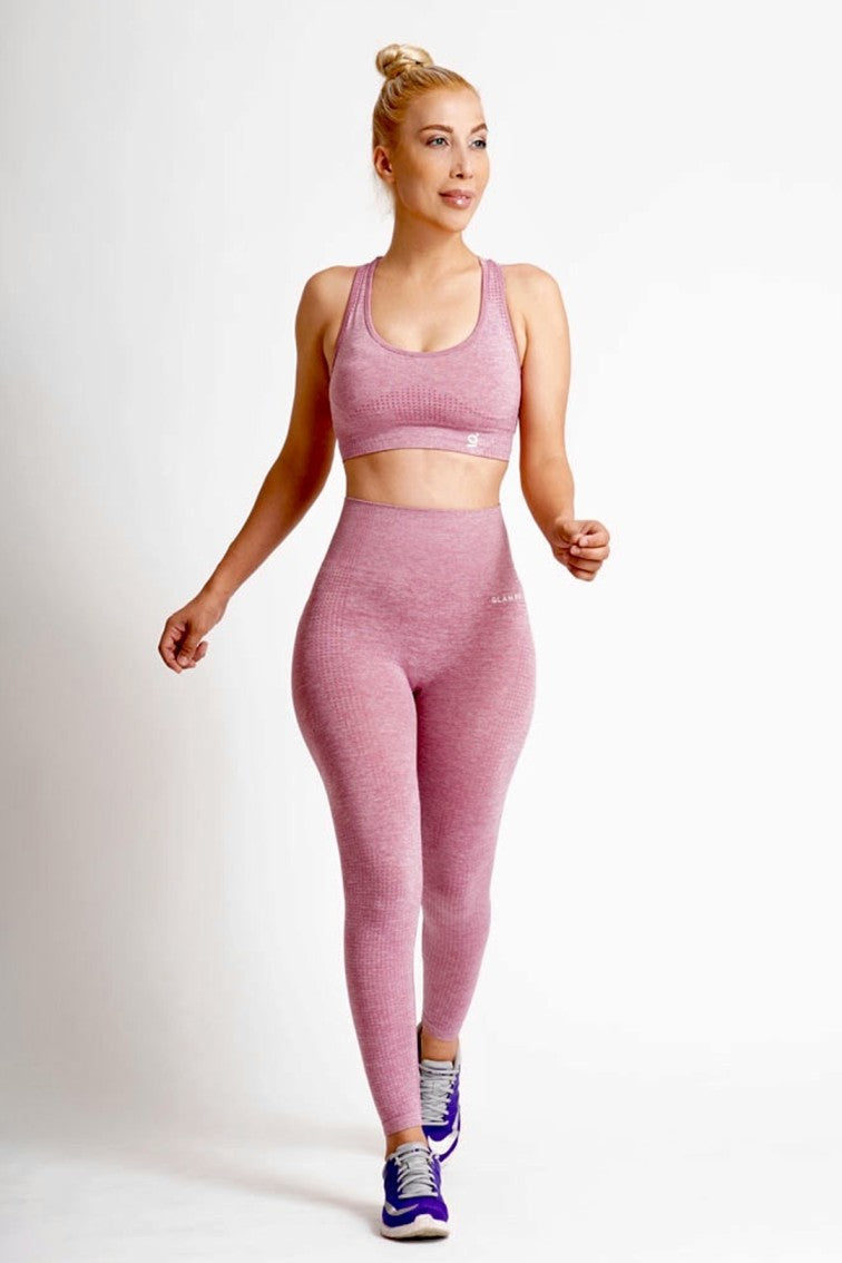 Women Seamless Workout Outfits Sport Bra And Legging Pink