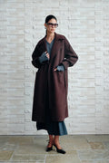 Vesta Hem Tie Lapel Wool Coat in Double-Face Merino Wool