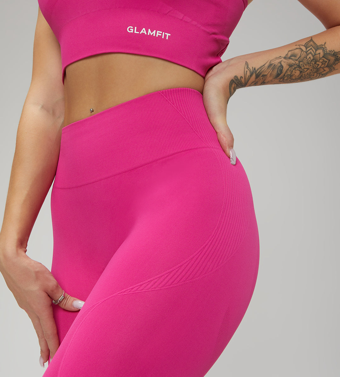 Cross Back Padded Sports Bra and Leggings Set Pink