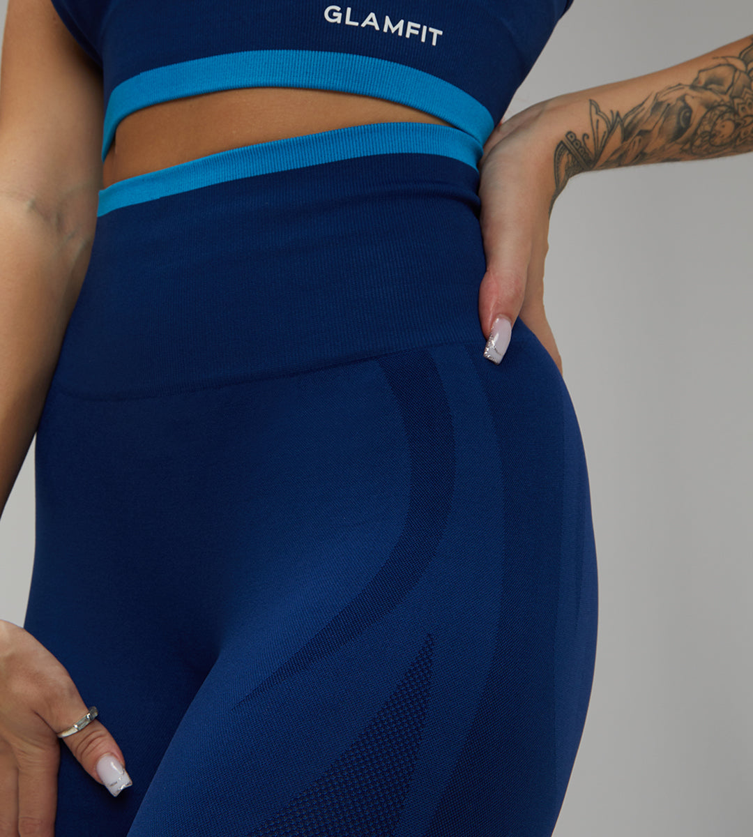 Dark Blue Sport Bra and Leggings Set