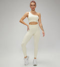 Seamless Padded Sports Bra and legging 2pcs Set Cream