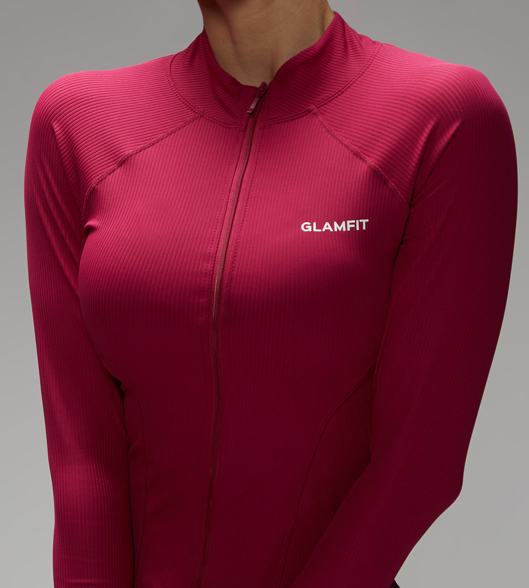 Pink Ribbed Zipper Jacket - Elegant and Lightweight