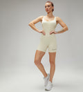 Cream Padded Jumpsuit - Sleek One-Piece for Versatile Wear
