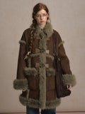 LOLOL. Original Design Horn BuckleFur Collar Long Coat