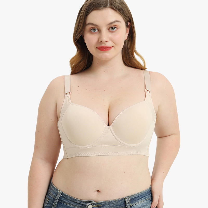 SheCurve® Smoothing Back Push-Up Enhancing Bra - Beige (2 PACK）