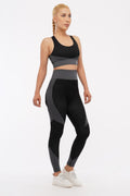 Women Seamless Workout Outfits Sport Bra And Legging Black Gray