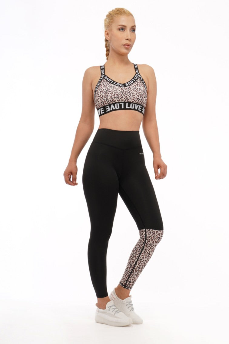 Women Seamless Workout Outfits Sport Bra And Legging Love Print