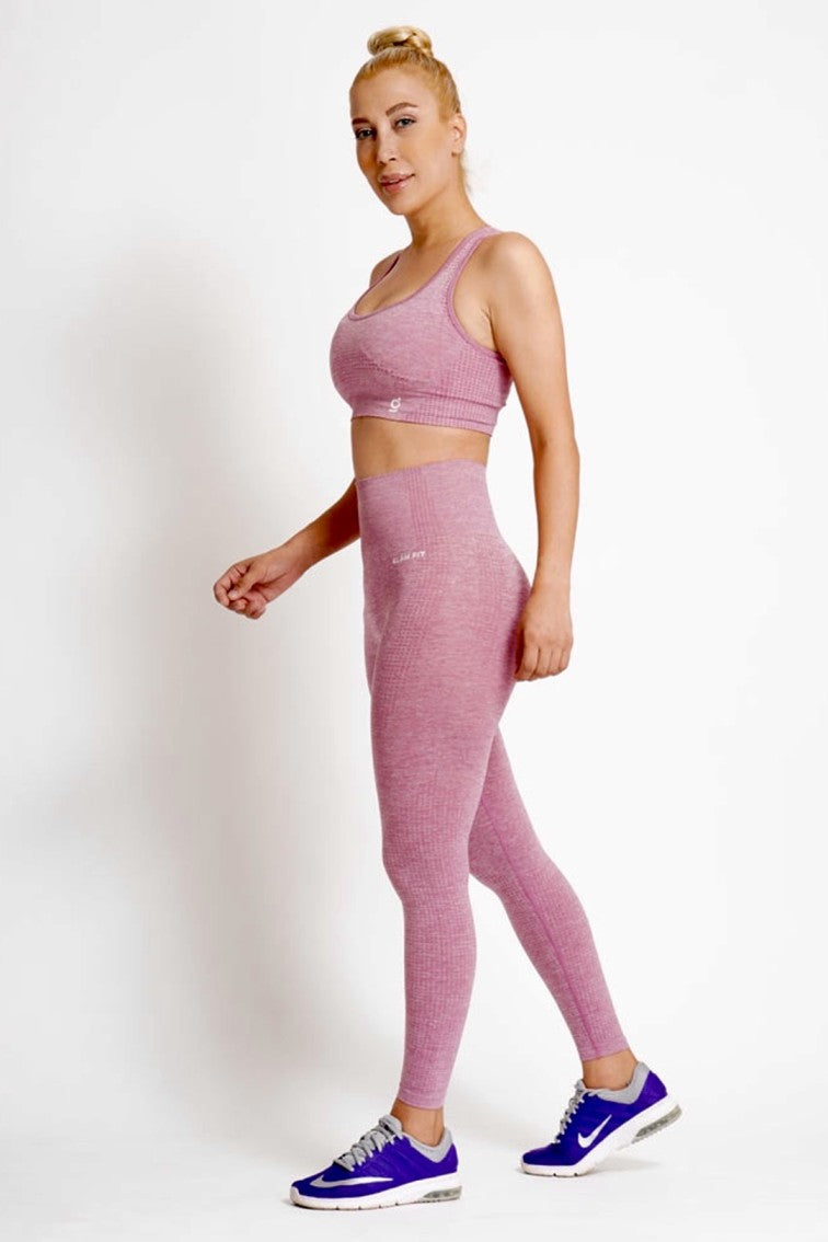 Women Seamless Workout Outfits Sport Bra And Legging Pink
