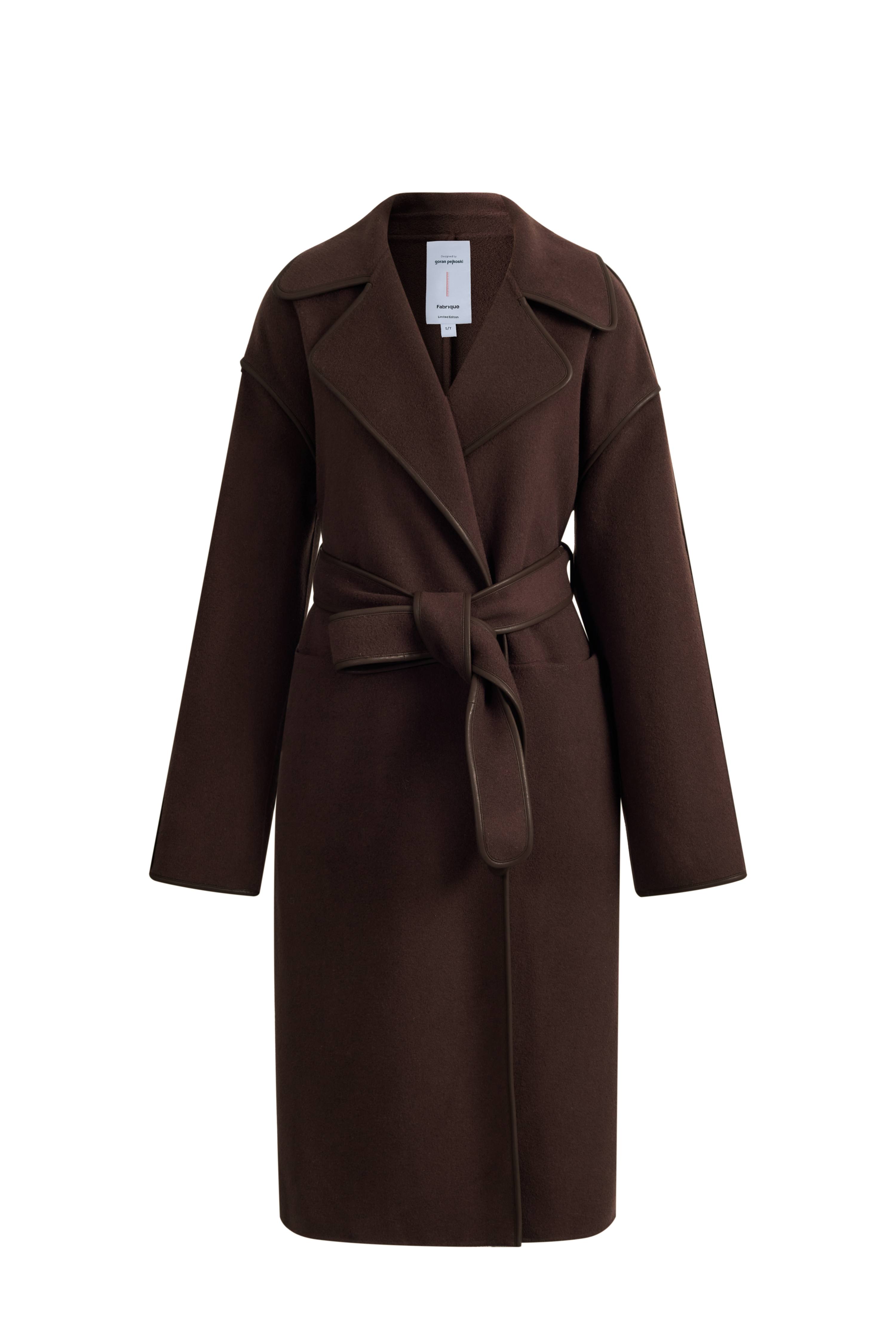 Vesta Hem Tie Lapel Wool Coat in Double-Face Merino Wool