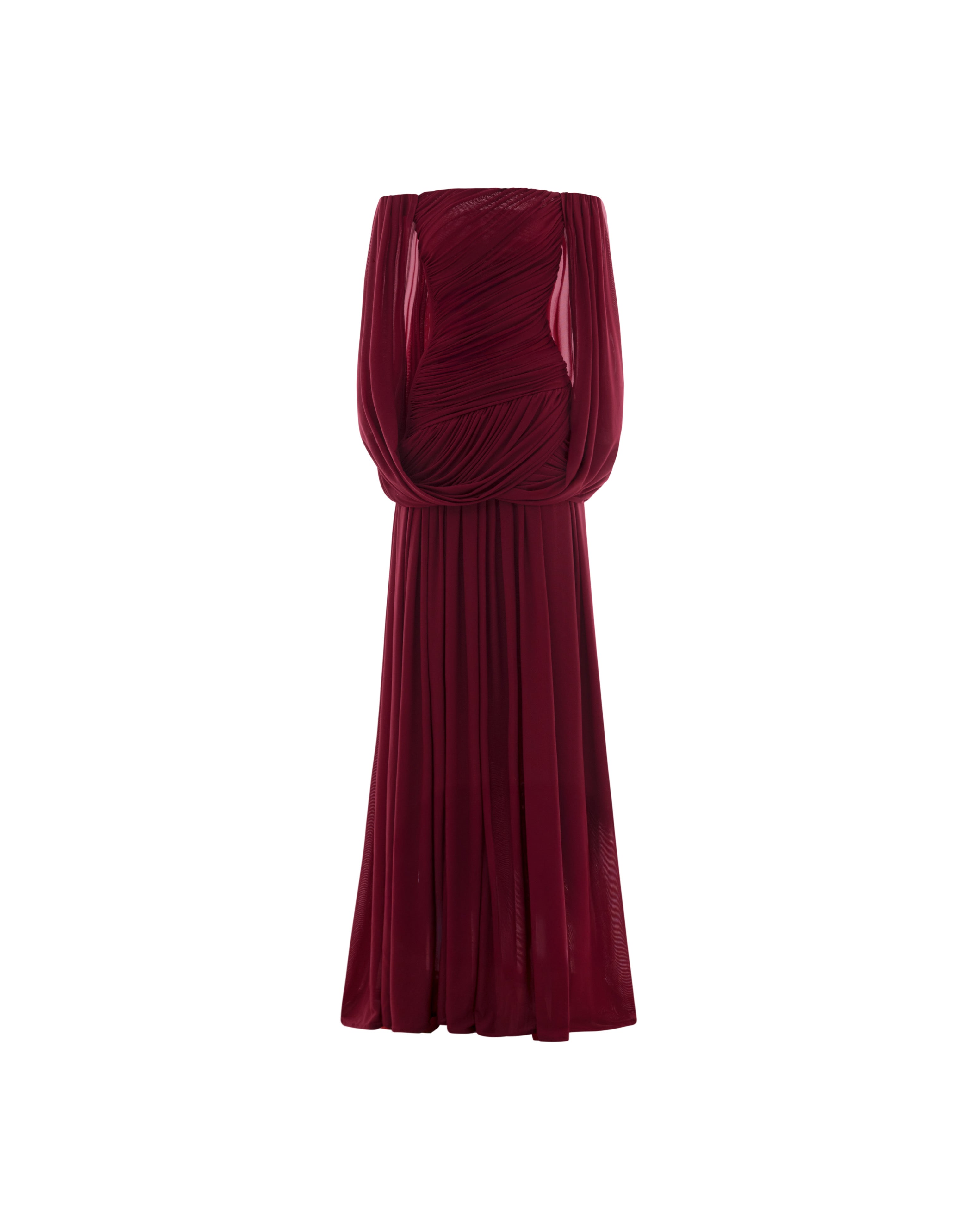 Off Shoulder Ruched Cape Dress