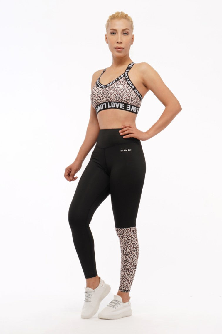Women Seamless Workout Outfits Sport Bra And Legging Love Print