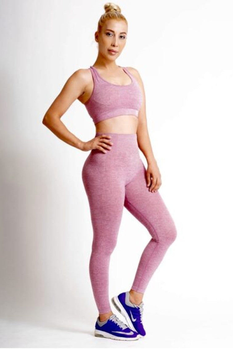 Women Seamless Workout Outfits Sport Bra And Legging Pink