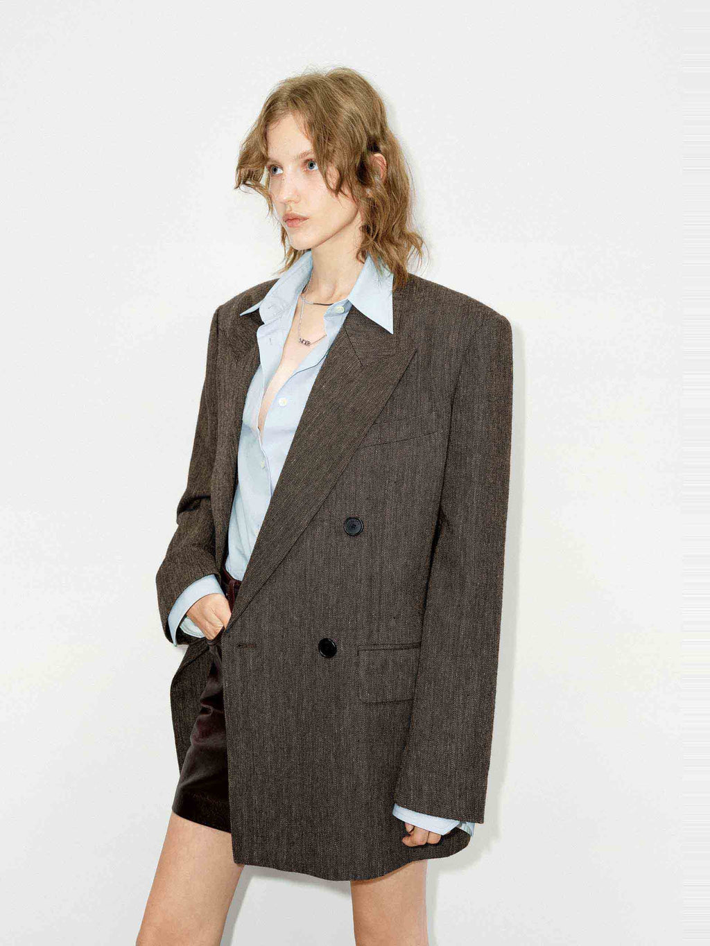 Wool Linen Oversized Blazer