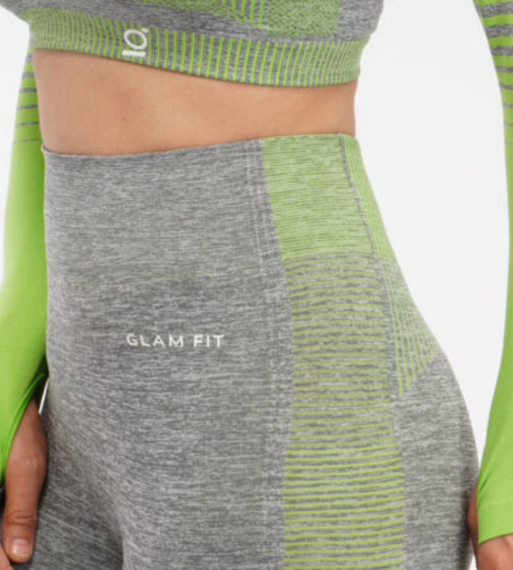 Women Seamless Workout Outfits Sport Long Sleeve And Legging Grey Green