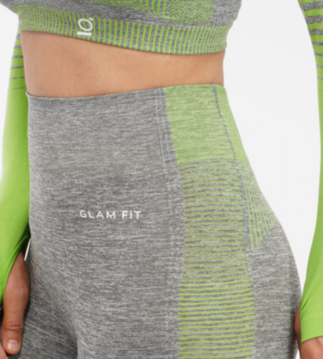 Women Seamless Workout Outfits Sport Long Sleeve And Legging Grey Green
