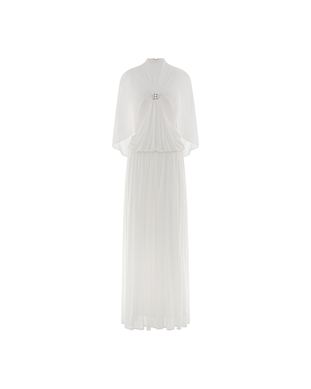 White Cape Dress With Silver Knot