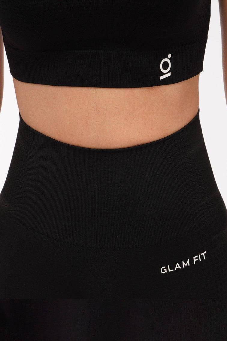 Women Seamless Workout Outfits Sport Crop Top And Shorts Black