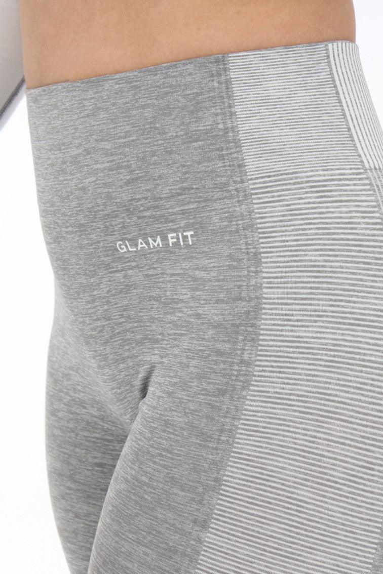 Women Seamless Workout Outfits Sport Long Sleeve And Legging White Gray