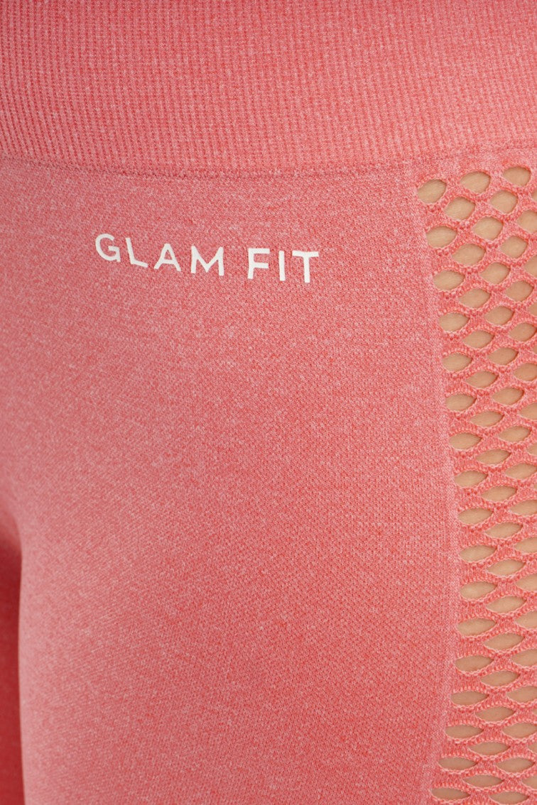 Women Seamless Workout Outfits Sport Long Sleeve And Legging Peach Net
