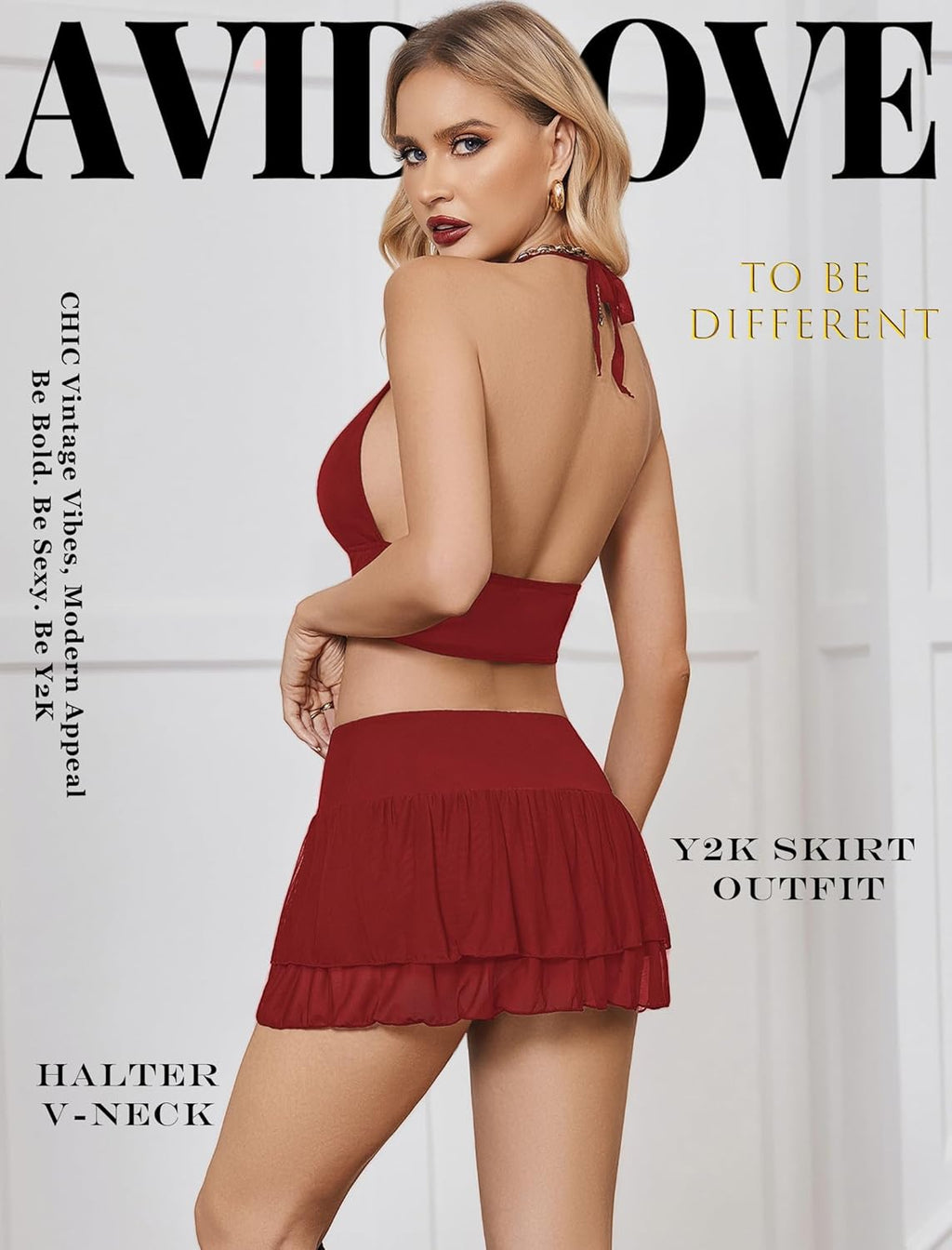 Halter Backless Tank Top Mini Skirt Set