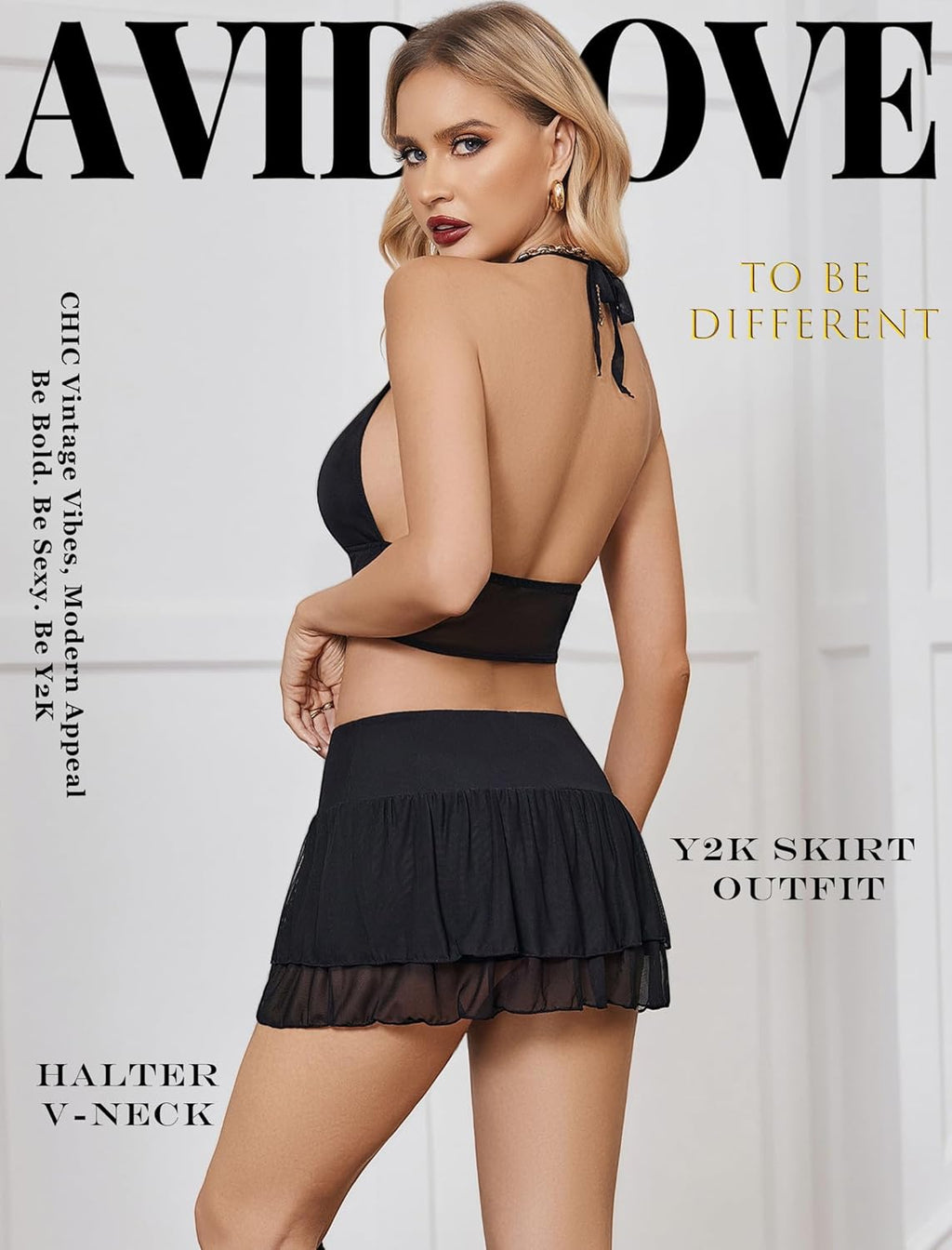 Halter Backless Tank Top Mini Skirt Set