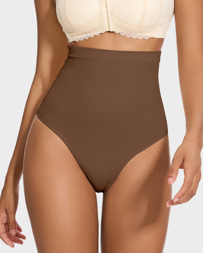 High Waist Tummy Control Shaping Thong Panty (2 Pack)