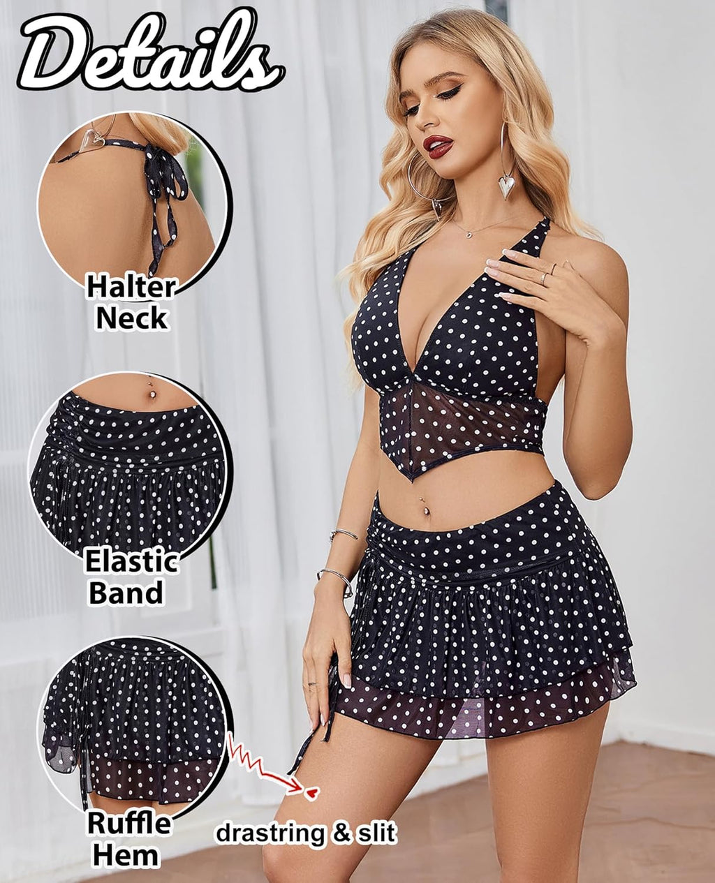 Halter Backless Tank Top Mini Skirt Set