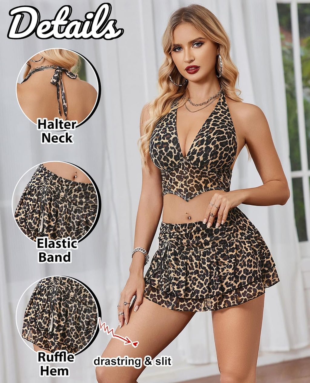 Halter Backless Tank Top Mini Skirt Set