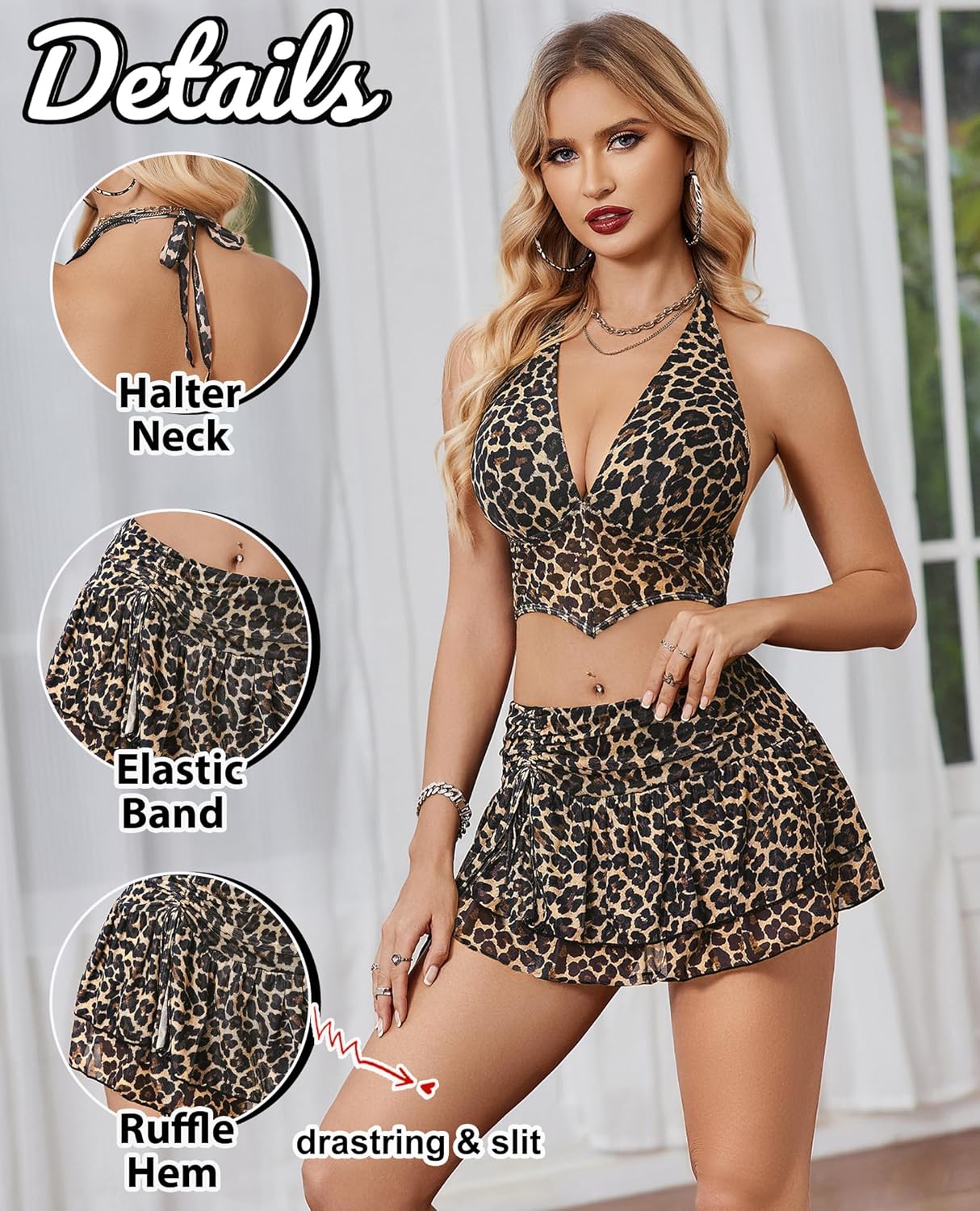 Halter Backless Tank Top Mini Skirt Set