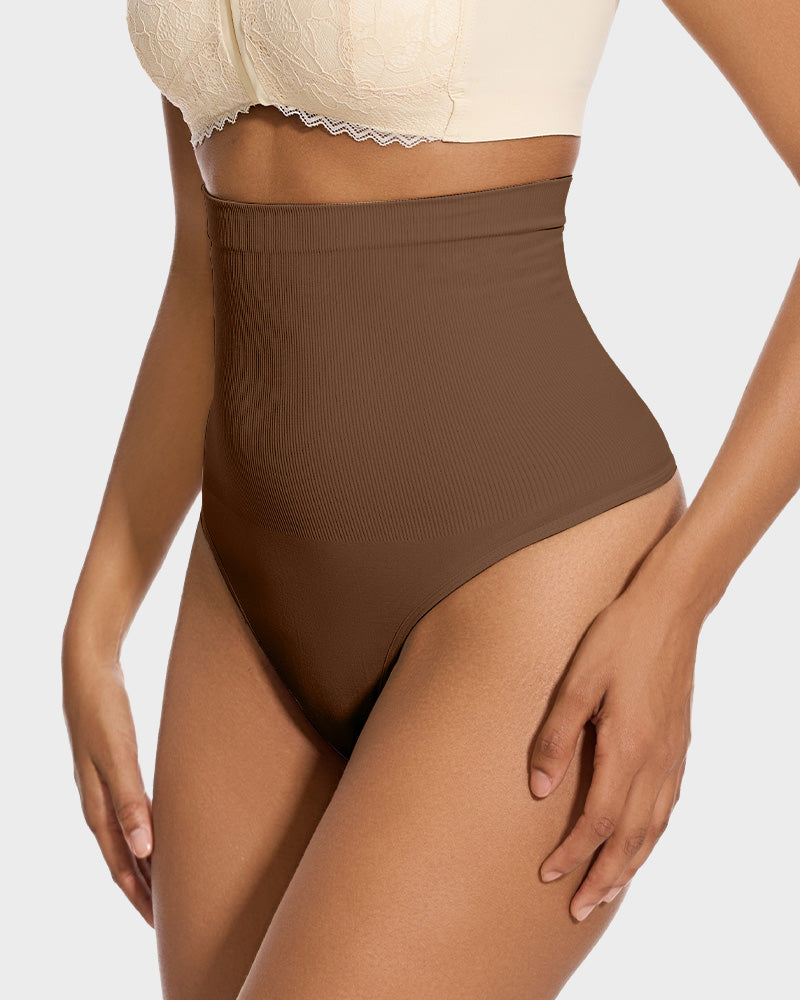 High Waist Tummy Control Shaping Thong Panty (2 Pack)