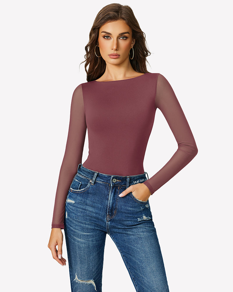 Mesh Long Sleeve Bodysuit