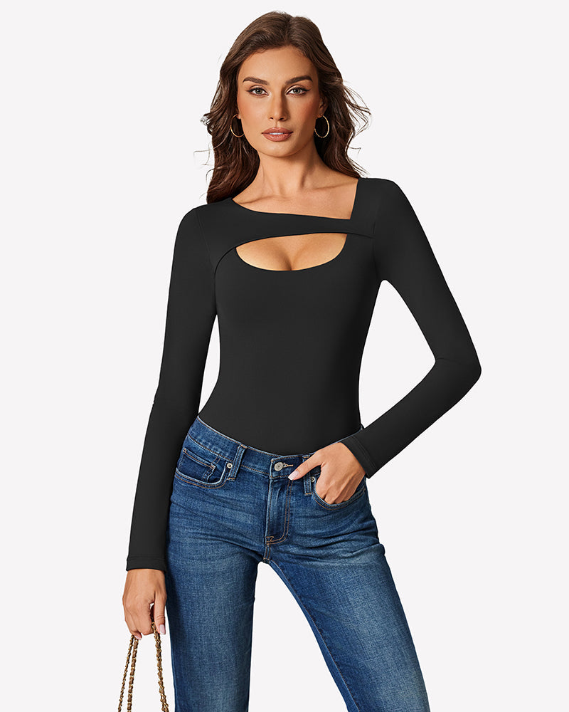 Long Sleeve Bodysuit Cutout Shapewear