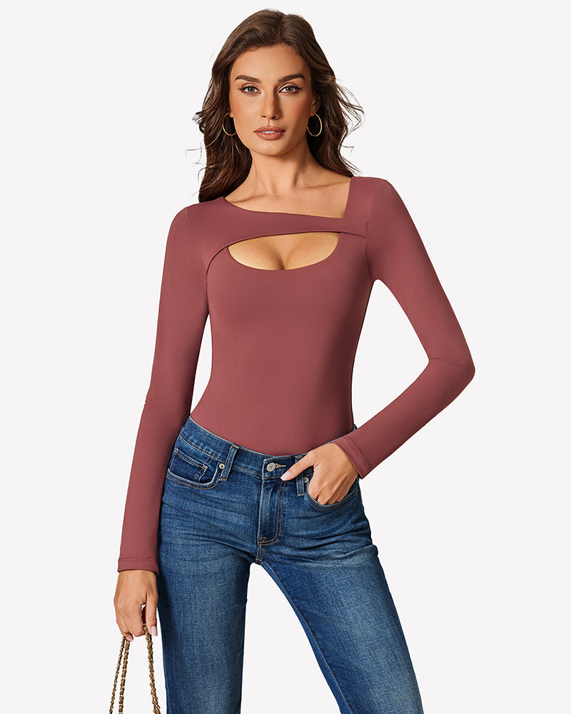 Long Sleeve Bodysuit Cutout Shapewear