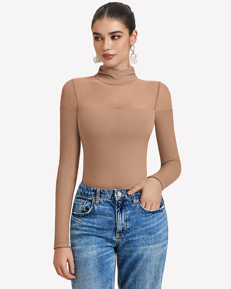 Long Sleeve Turtle Leotard Tops