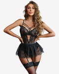 Lace Crotchless Bodysuit Skirt Set