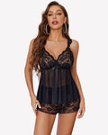 Floral Lace Lingerie Pajama Set