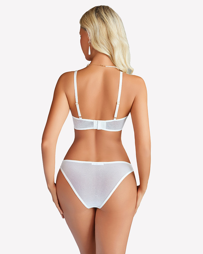 Mesh Cut Out Sexy Bra and Panty Sets