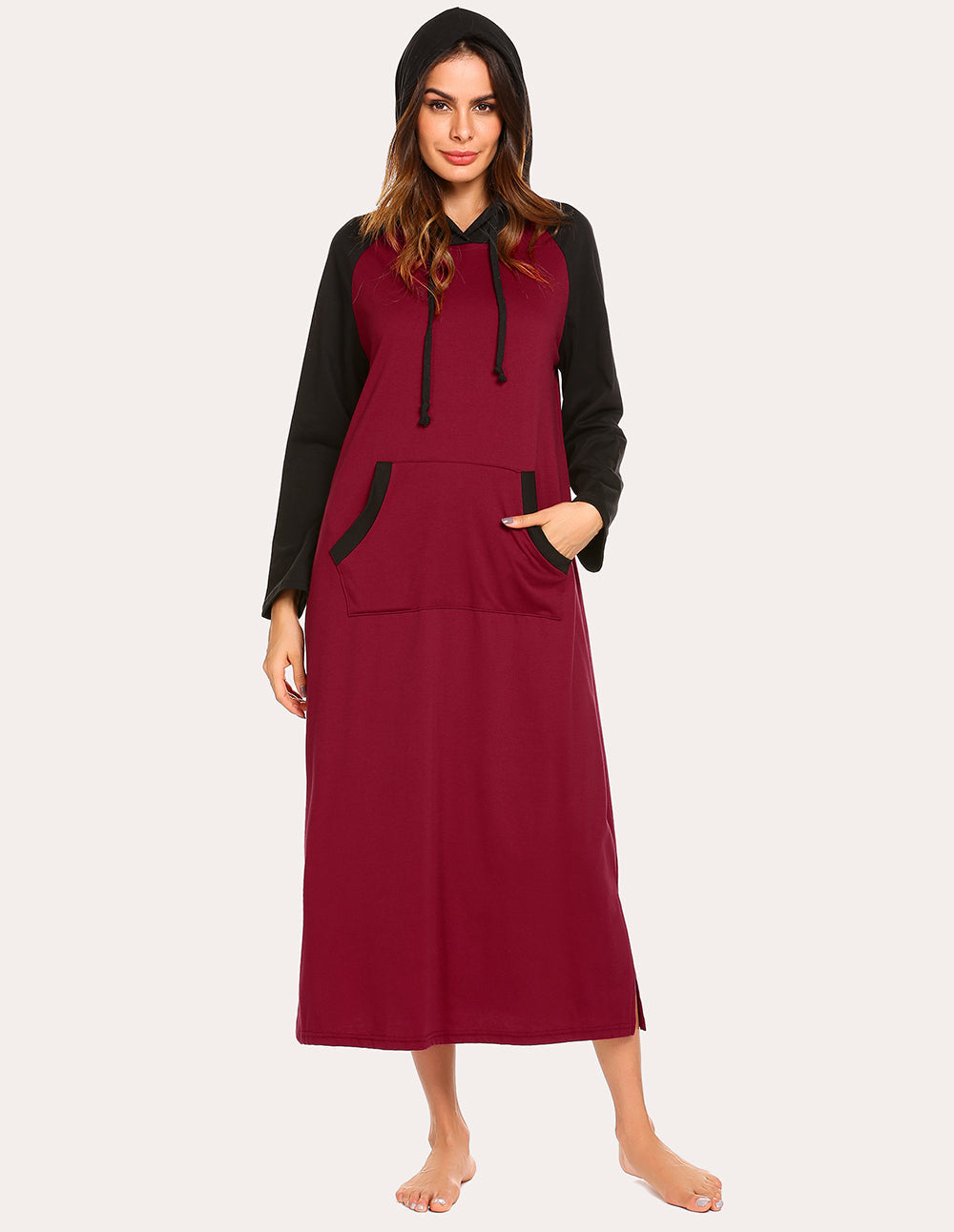 Contrast Color Hooded Nightdress (US Only)