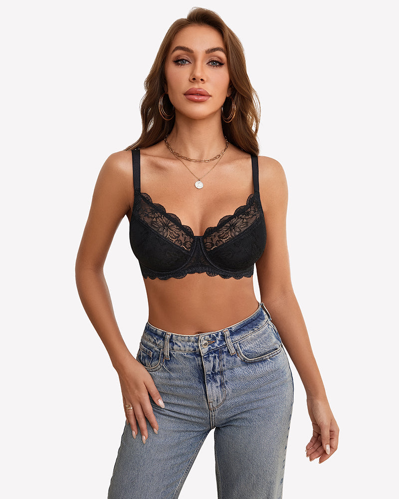 Lifting Lace Underwire Bra for Large Bust