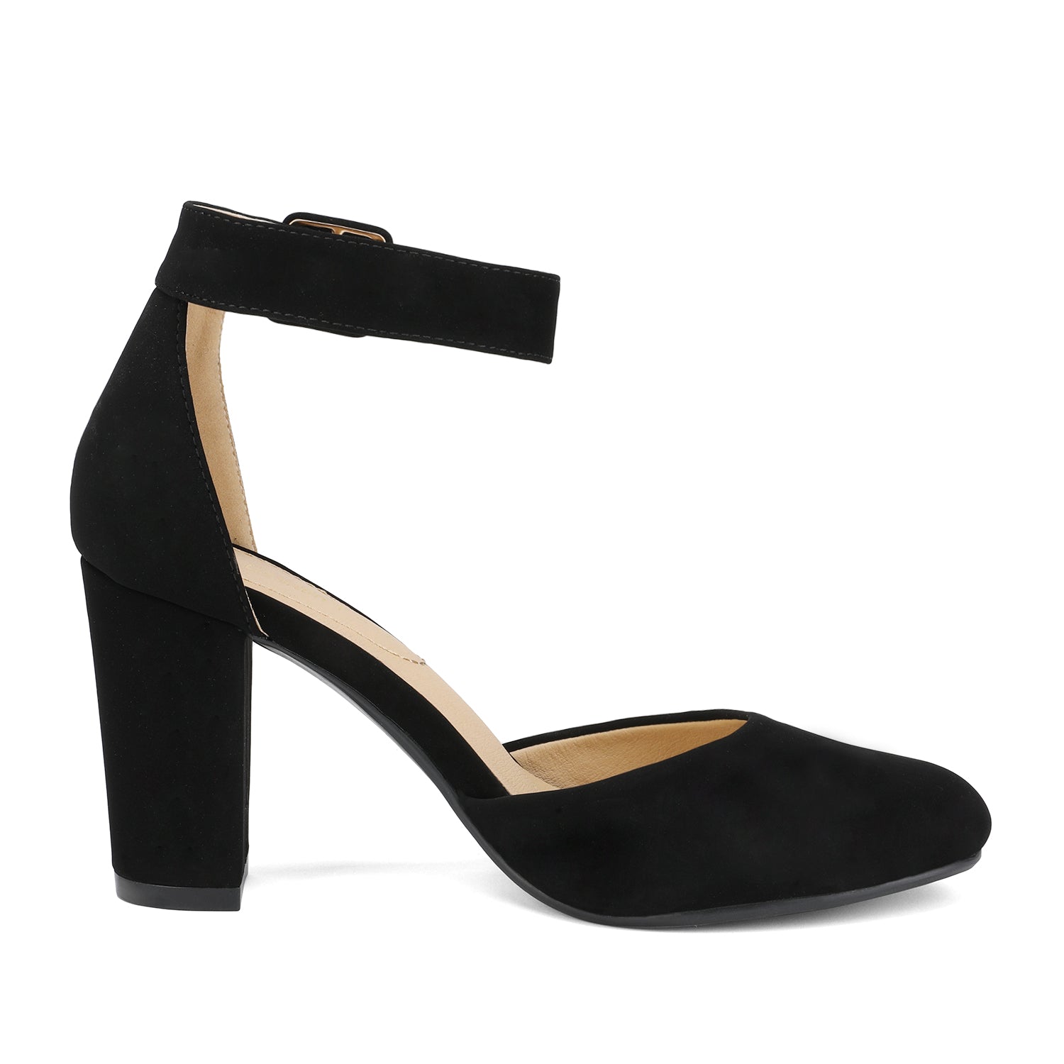 Round Toe Chunky Heel Pumps