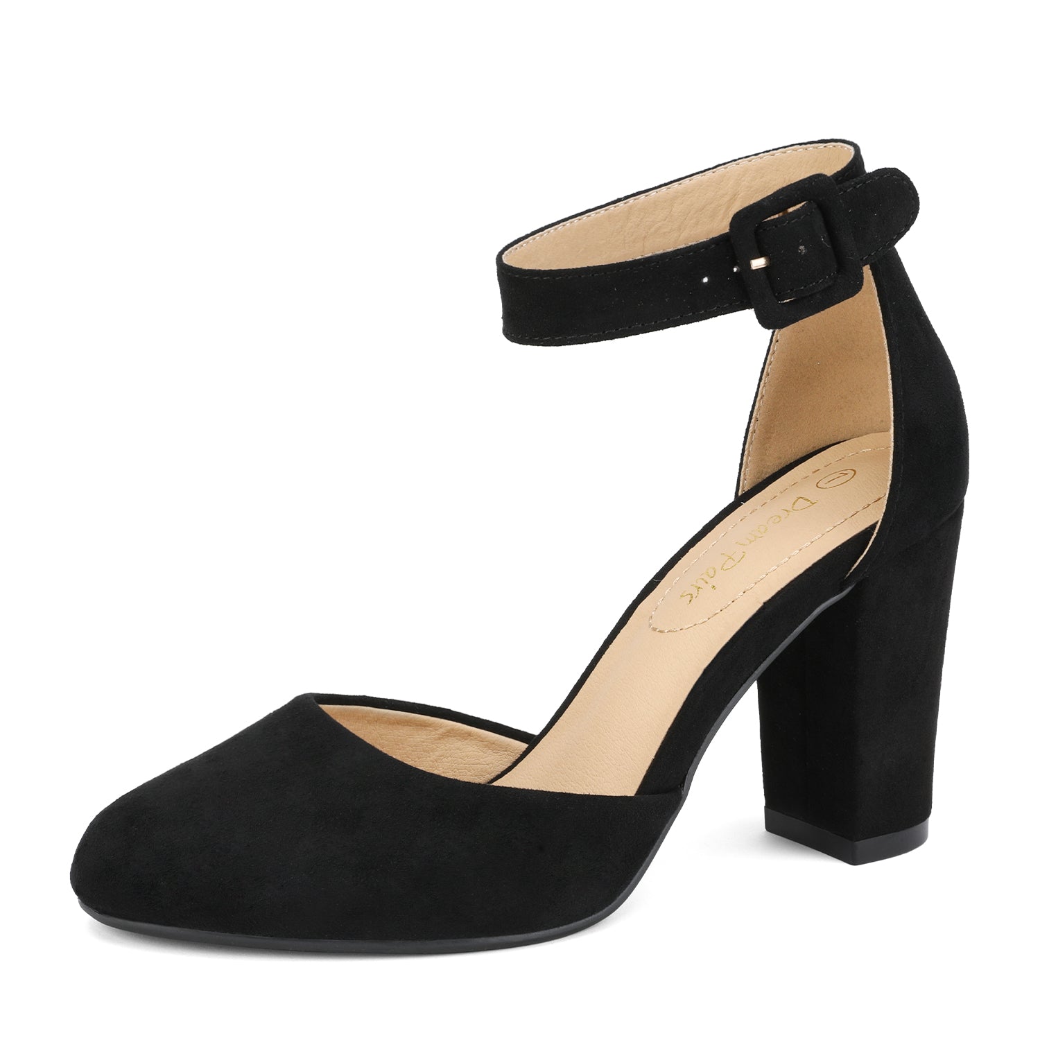 Round Toe Chunky Heel Pumps