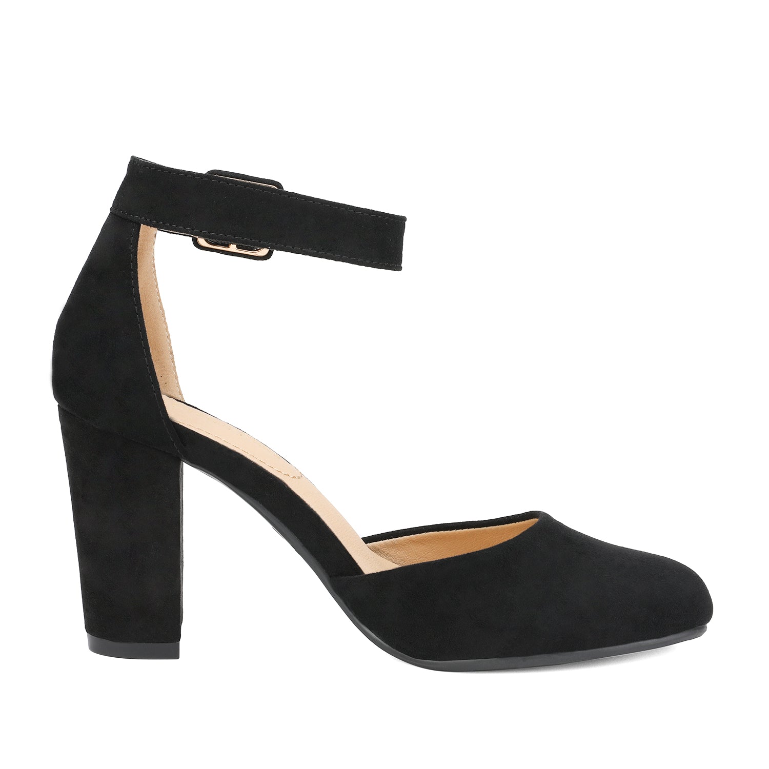 Round Toe Chunky Heel Pumps