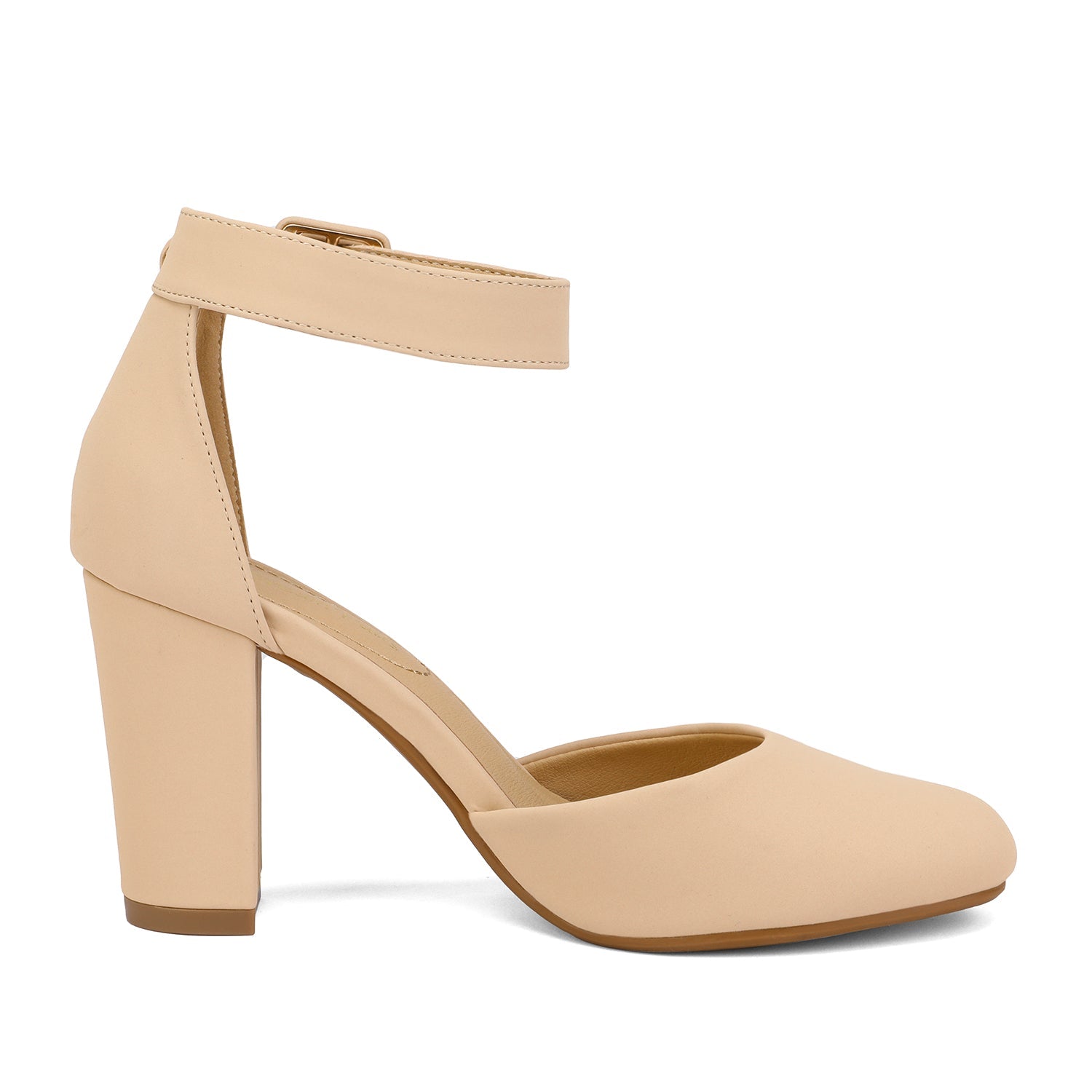 Round Toe Chunky Heel Pumps