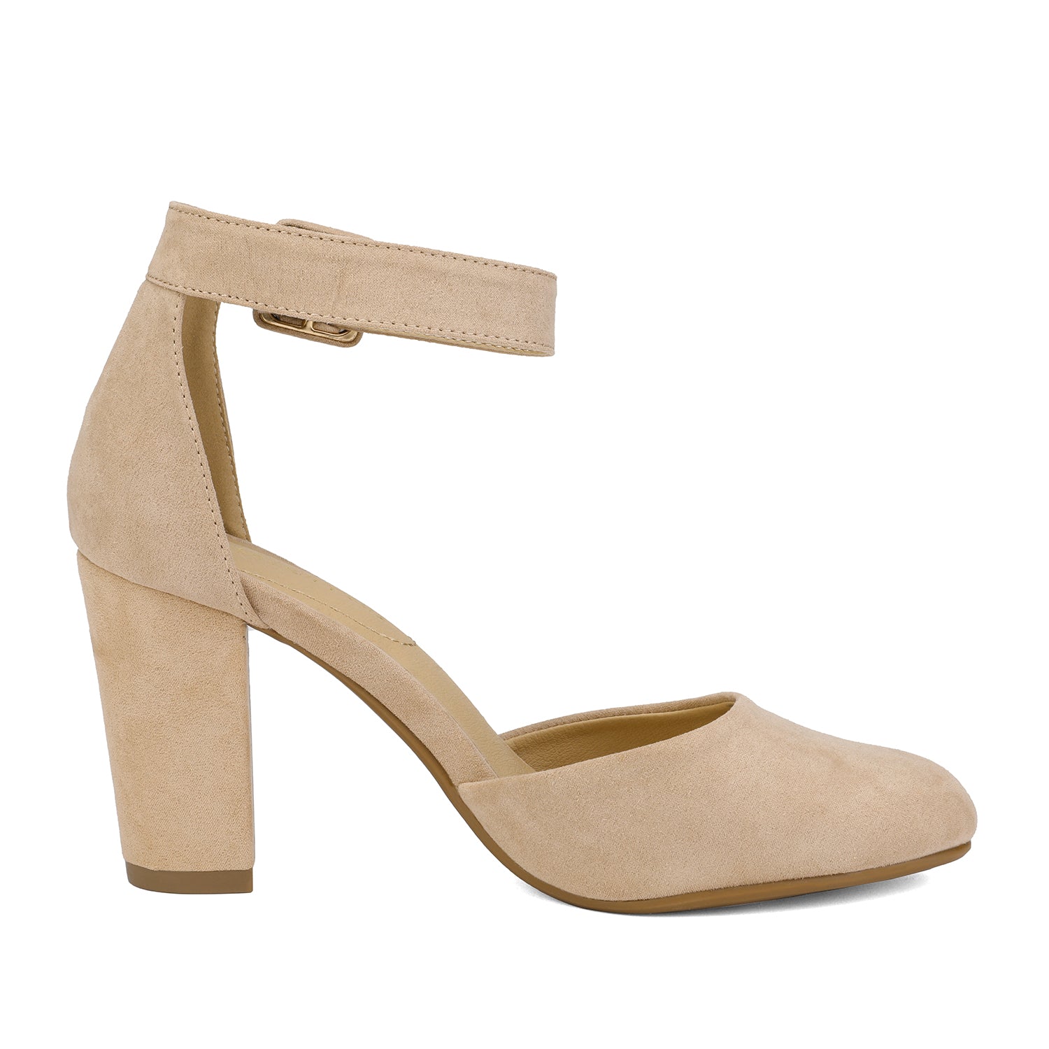 Round Toe Chunky Heel Pumps