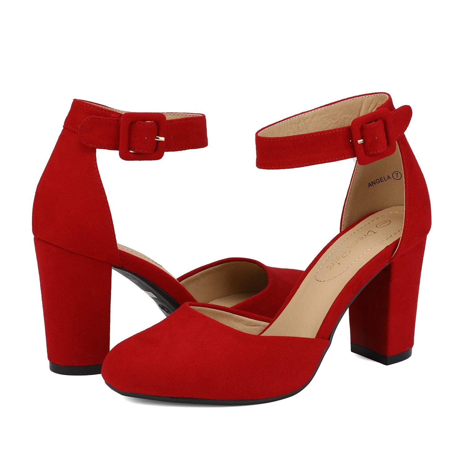 Round Toe Chunky Heel Pumps