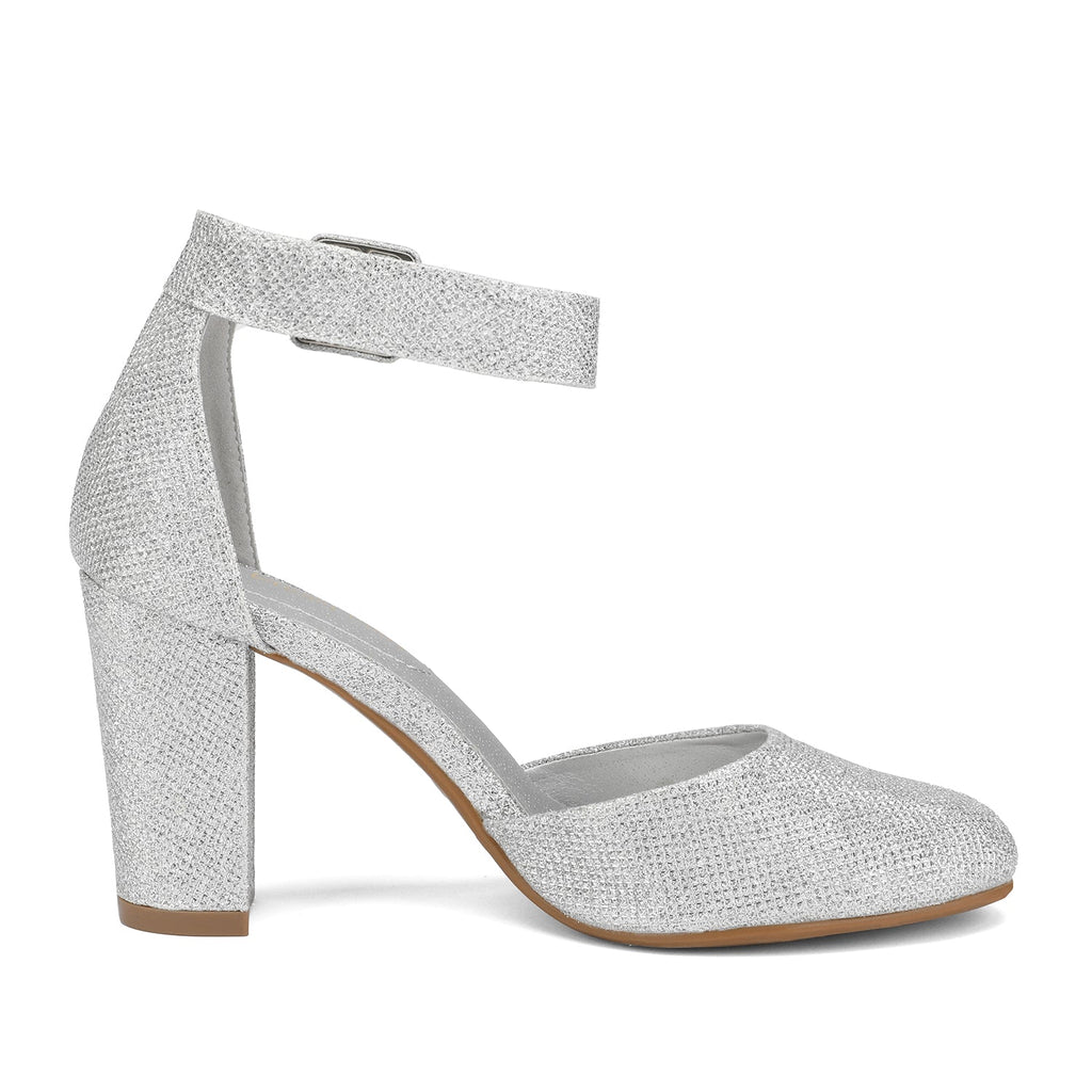Round Toe Chunky Heel Pumps